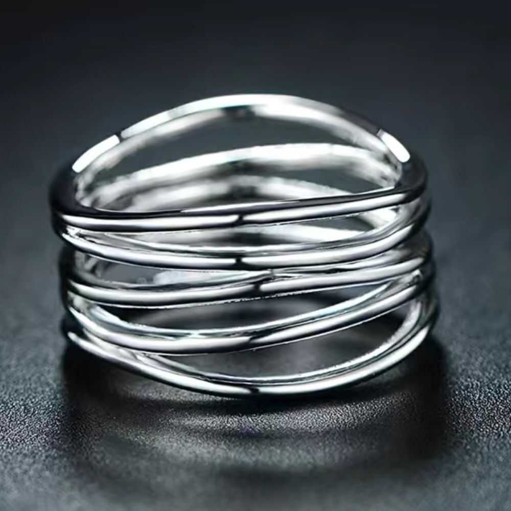 Bands multiple Sculptural Statement Ring silver costume jewelry plated assorted…